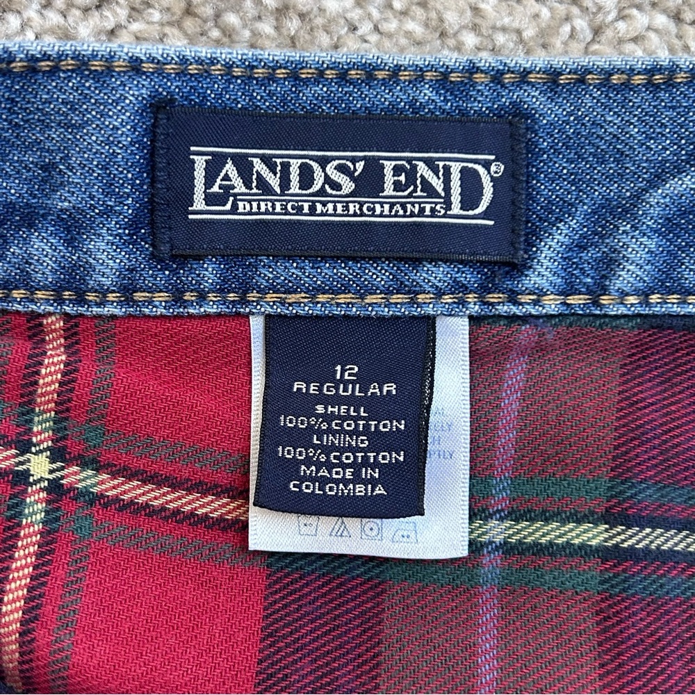 Vintage Lands' End Flannel Lined Jeans Women's 12 Reg High Waist Straight Leg - Picture 5 of 10